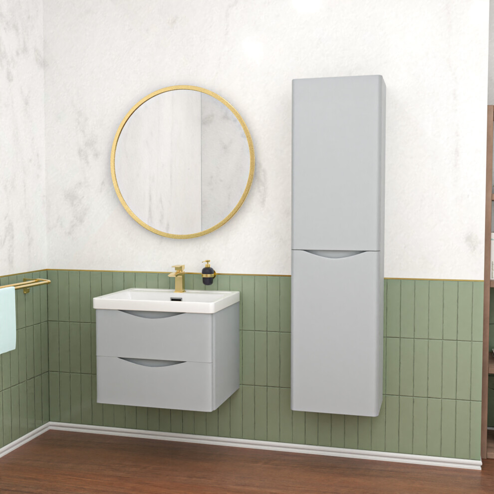 Nes Home Matte Grey 600mm Wall Hung Vanity Unit & 400mm Cabinet Suite