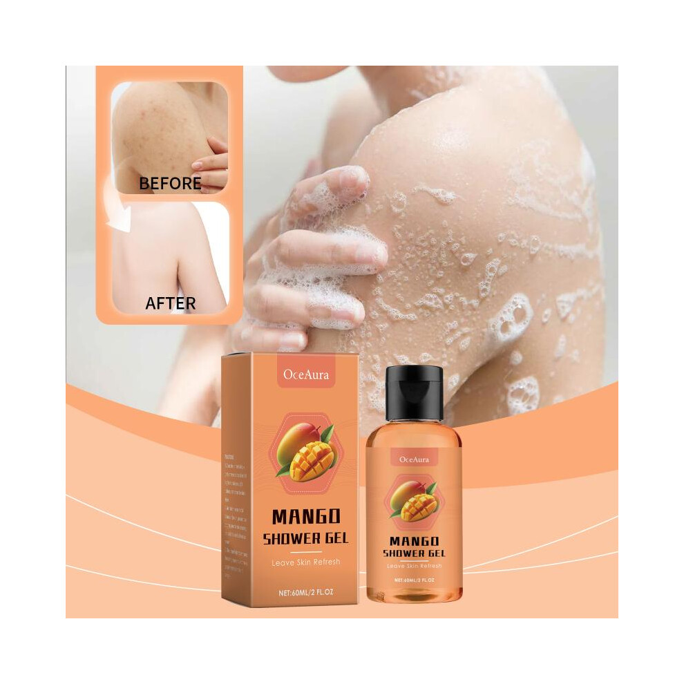 (buy 1 get 1 free)OceAura Refreshing Mango Body Wash - Hydrating, Cleansing Brightening Oil-Control Formula, Nourishing & Revitalizing Shower Gel