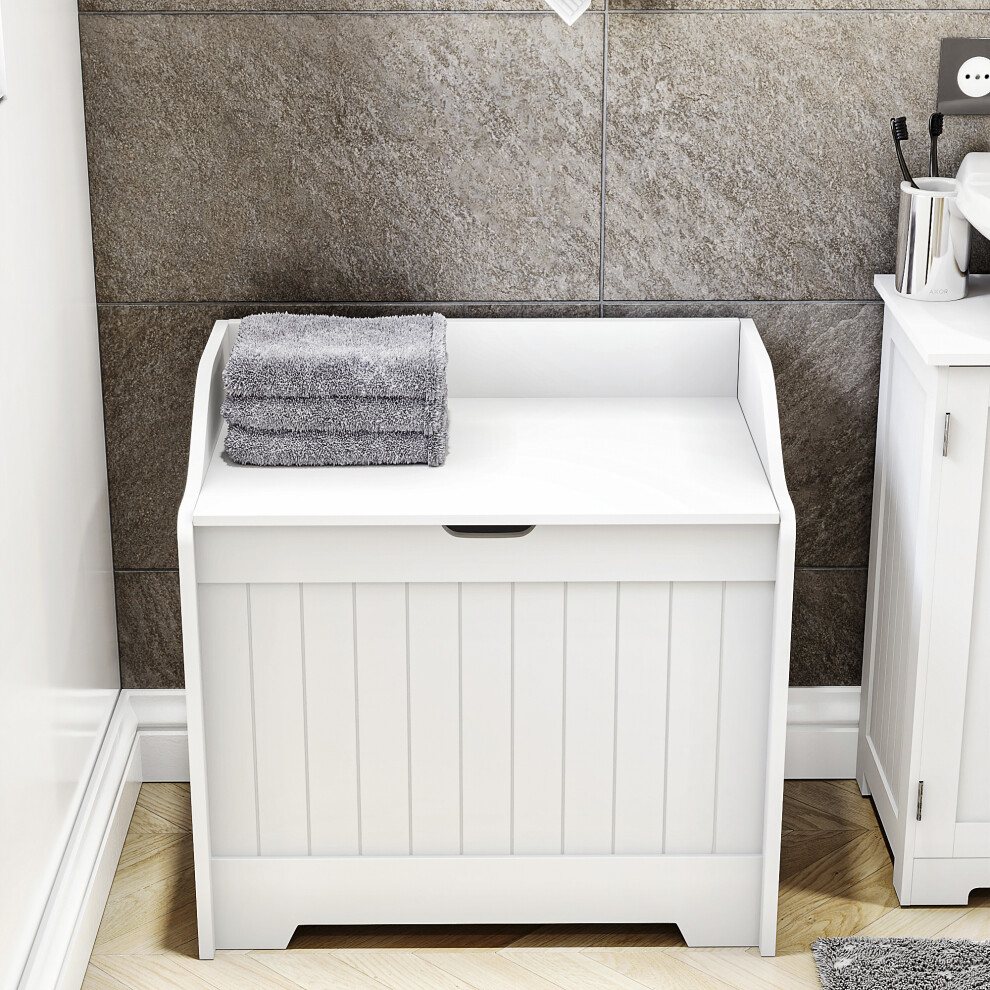 (White) Bathroom Laundry Basket Storage Chest Unit FSC100%