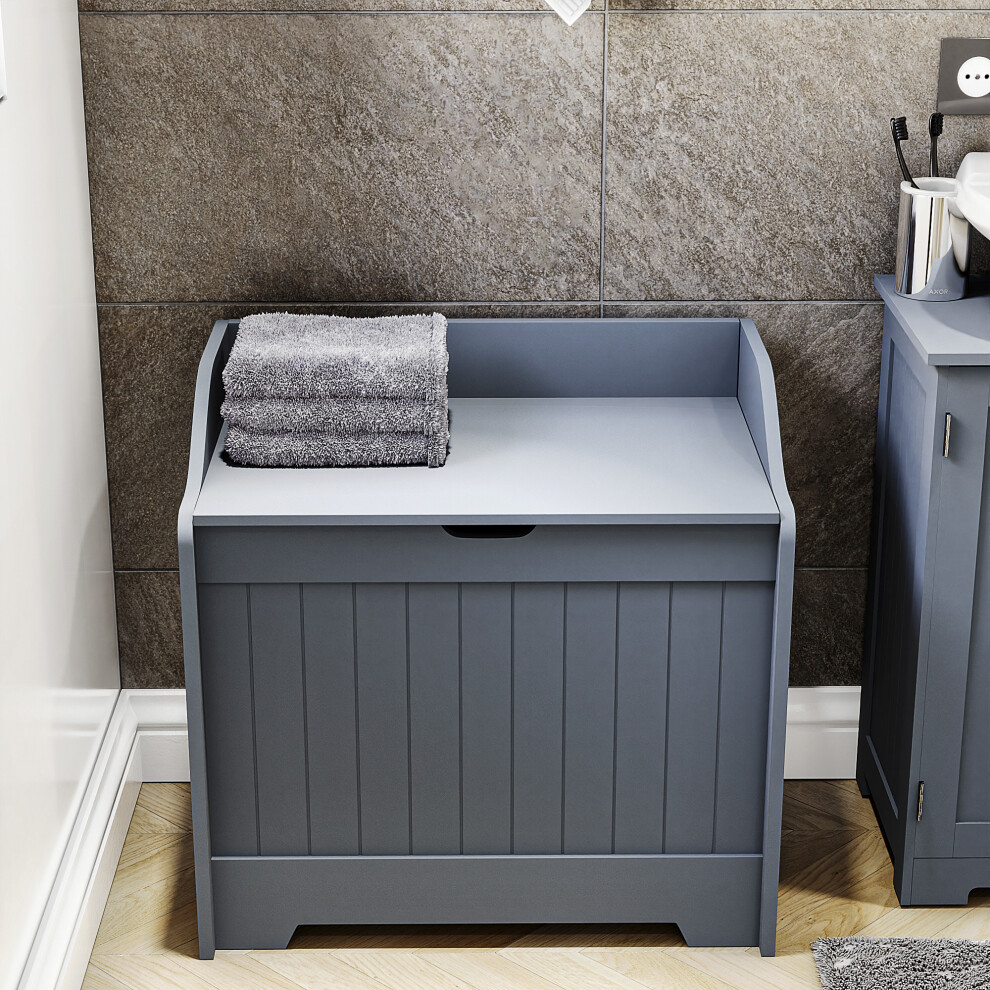 (Grey) Bathroom Laundry Basket Storage Chest Unit FSC100%