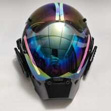 (1pc) CyberPK Bright Colored Men's Cyberpunk Helmet Mask - Reflective Visor, Adjustable Straps, Cool Sci-Fi Style for Halloween & Holiday Parties