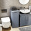 (Grey) Small Laundry Hamper Box Bathroom Storage Unit FSC 3