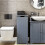 (Grey) Small Laundry Hamper Box Bathroom Storage Unit FSC 1