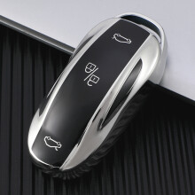 (Hopeanvärinen Model S) TPU-auton älyavainkotelon suojus Model 3 Model Y -mallille X