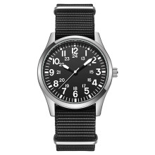 (Valkoinen) Ilmavoimien kenttäkellon kangasranneke 24 tunnin näyttö Japan Quartz Movement 42 mm kellokellot