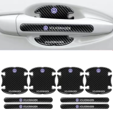 (VW) 8Pcs BLACK Car Door Handle Bowl Anti-Scratch Cover Guard Protector Sticker,Carbon Fiber Guard Protector Stickers