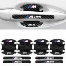 (M-BMW) 8Pcs BLACK Car Door Handle Bowl Anti-Scratch Cover Guard Protector Sticker,Carbon Fiber Guard Protector Stickers