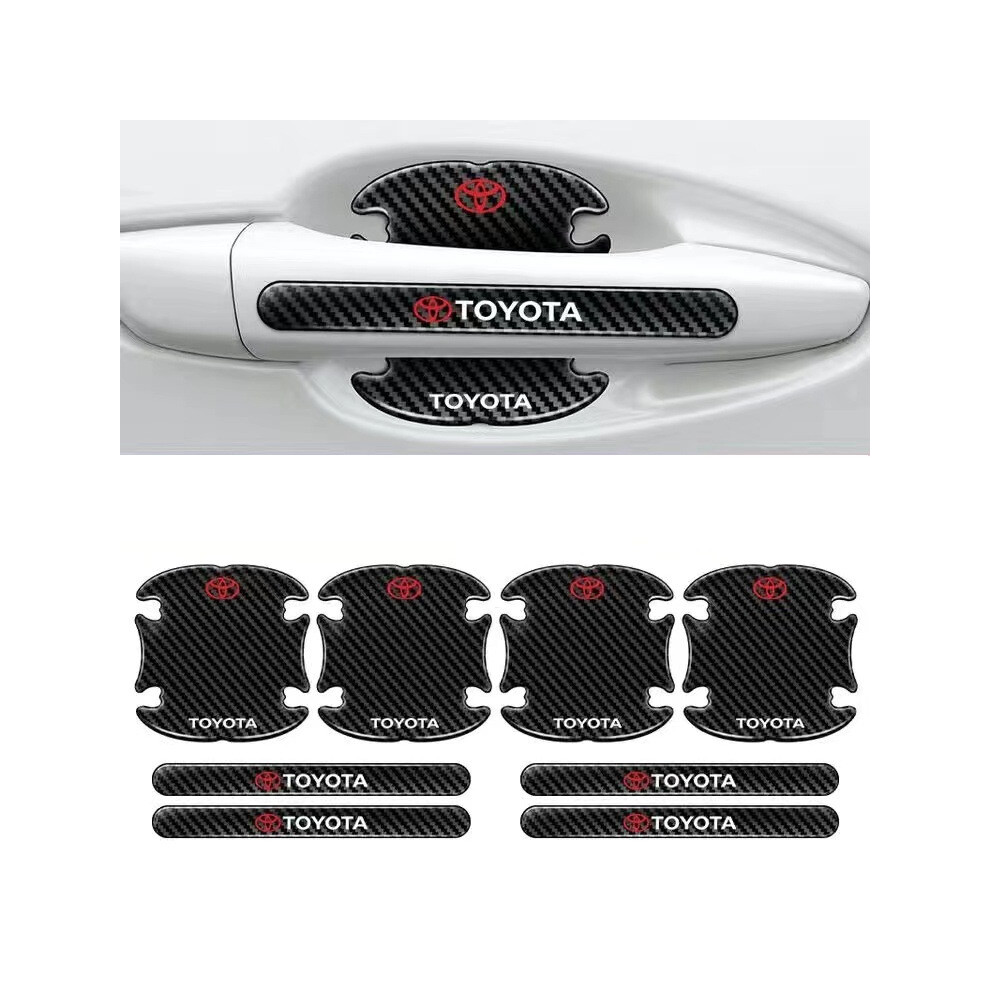 (Toyota) 8Pcs BLACK Car Door Handle Bowl Anti-Scratch Cover Guard Protector Sticker,Carbon Fiber Guard Protector Stickers