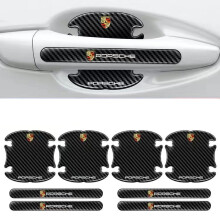 (Porsche) 8Pcs BLACK Car Door Handle Bowl Anti-Scratch Cover Guard Protector Sticker,Carbon Fiber Guard Protector Stickers