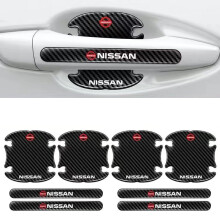 (Nissan) 8Pcs BLACK Car Door Handle Bowl Anti-Scratch Cover Guard Protector Sticker,Carbon Fiber Guard Protector Stickers