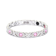 (Silver pink diamond) Copper Magnetic Bracelet Pain Relief Carpal Tunnel Arthritis Mens Womens,Flashes Energy Health Bracelets