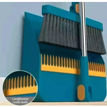 Long Handled Dustpan and Brush Set Strong Metal Handle Dust Pan & Broom Sweeper