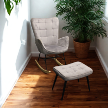 Rocking chair recliner lounge with footstool grey velvet sofa living room furniture