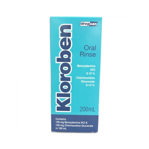 Kloroben Oral Rinse 200ml – Antibacterial Mouthwash with Chlorhexidine Gluconate & Benzydamine for Gum Health