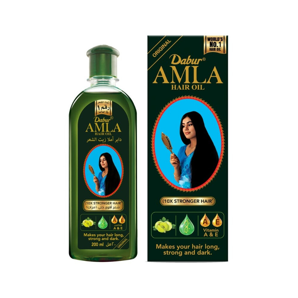 Dabur Amla Hair Oil 200ml | 10X Stronger Hair | Natural Mineral & Vegetable Oils | Reduce Premature Pigment loss From Hair
