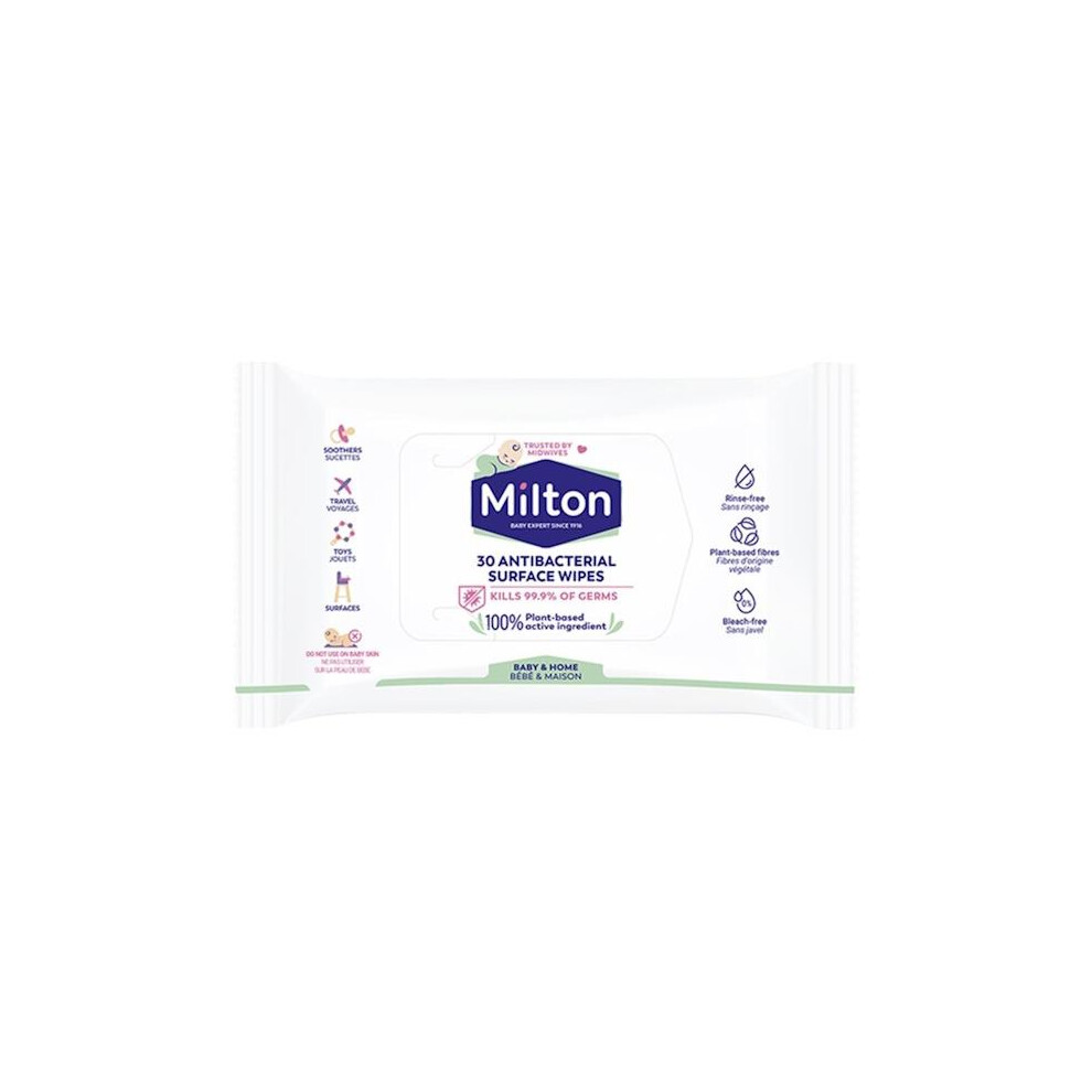 30 Antibacterial Surface Wipes Milton