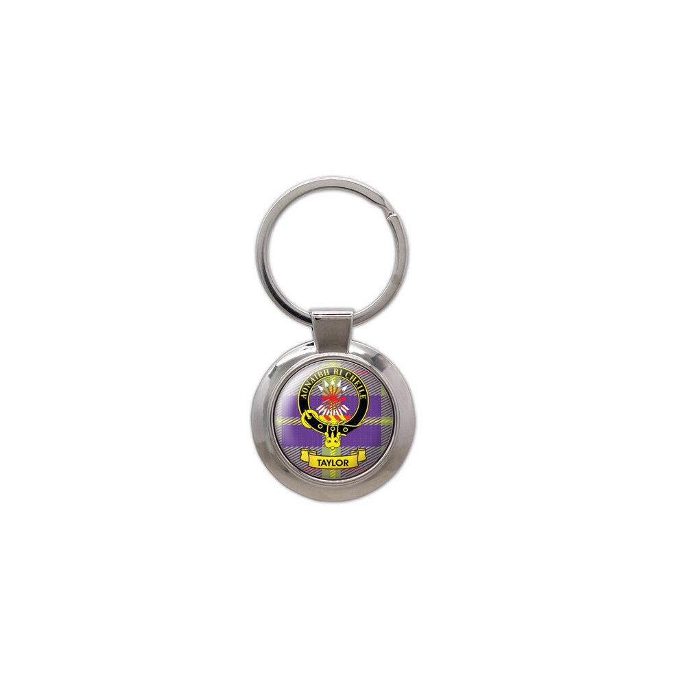 Lang Syne (Taylor) Scottish Clan Crest Enamel Chrome Keyring Key Fob - N-Y Tartans