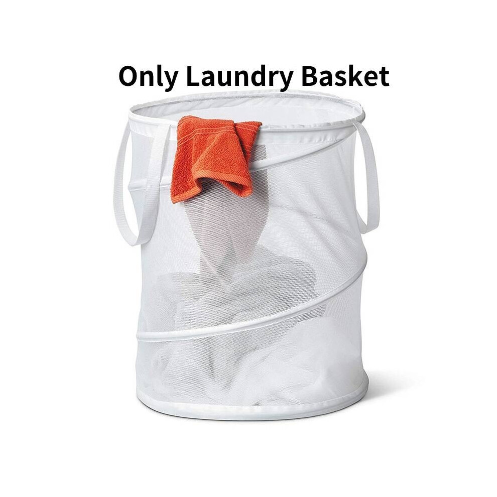 (White)Panier à linge pliable en tissu Oxford panier à linge gadgets ménagers