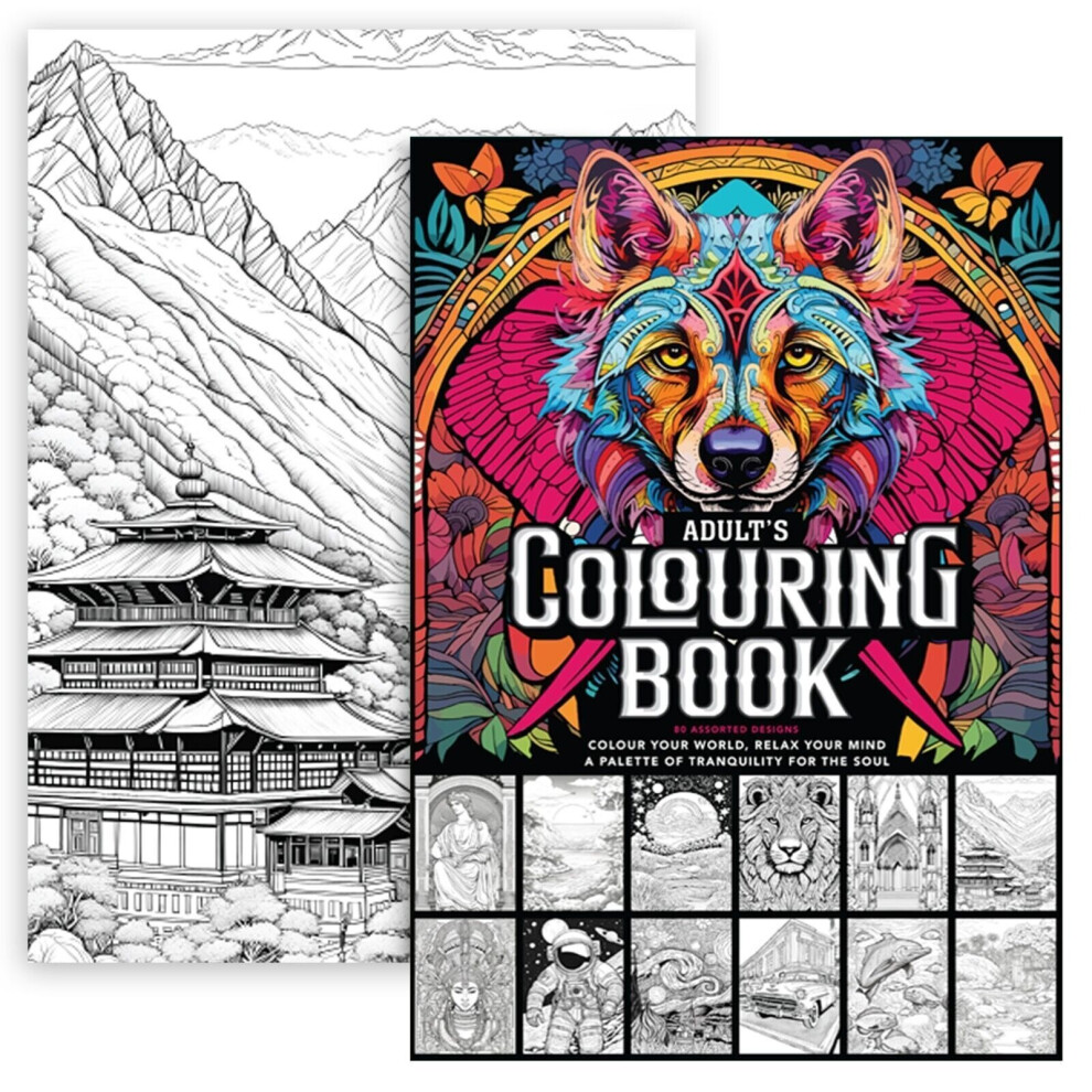 80 Pages Colouring Books for Adults A4 Anti-Stress Mind Relaxing Colour Therapy