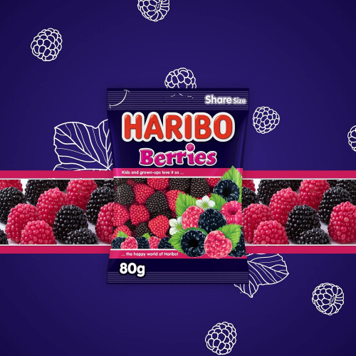 HARIBO Berries Gummy Candy 5 x 80g 2