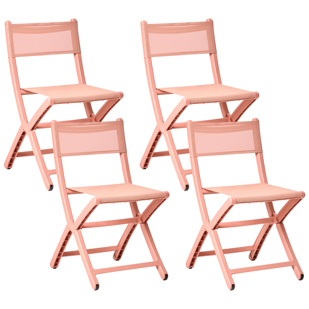 Set of 4 Garden Chairs TALCA Folding Coral Red