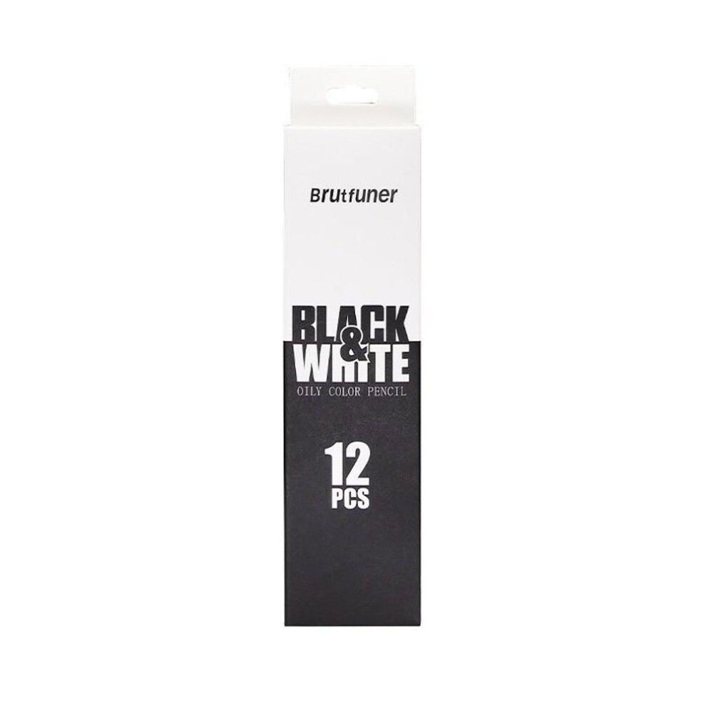 12pcs Black White Color Pencils Drawing Pencil Oil-based Wooden Colored Pencils For Artist Beginner Art Supplies