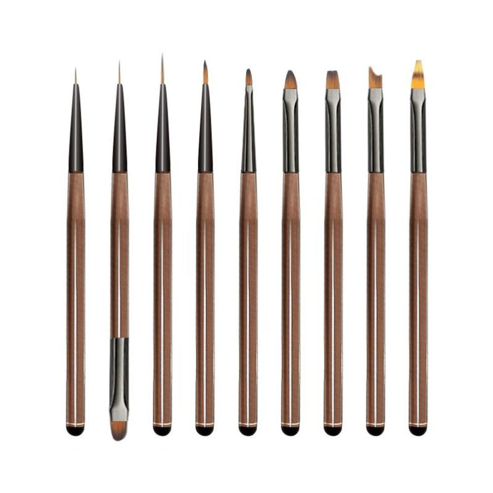 9pcs Nail Art Brush Acrylic Uv Gel Extension Painting Brush Pen Nail French Stripes Lines Diy Manicure Accessories Tool