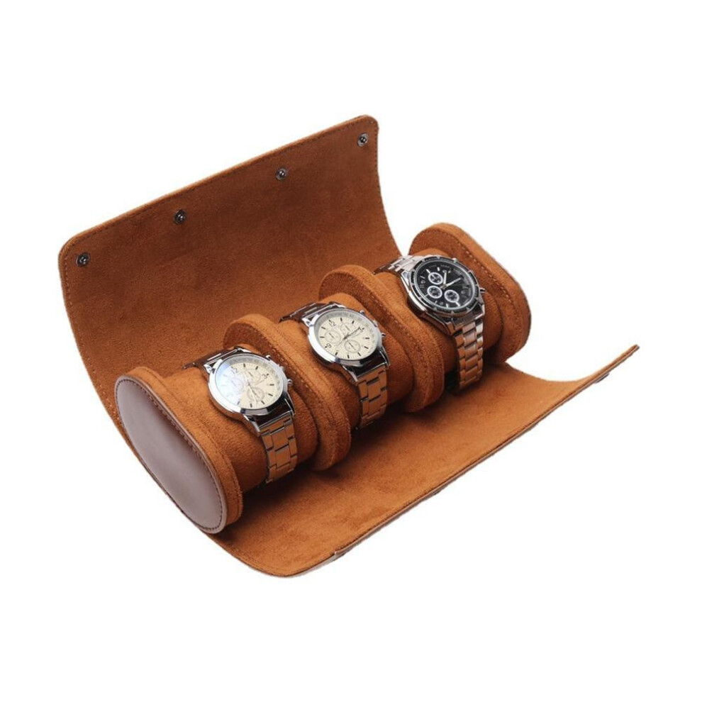 Watch Roll Travel Watch Case 3 Slot Watch Organizer For Men And Women Pu Leather Portable Watch