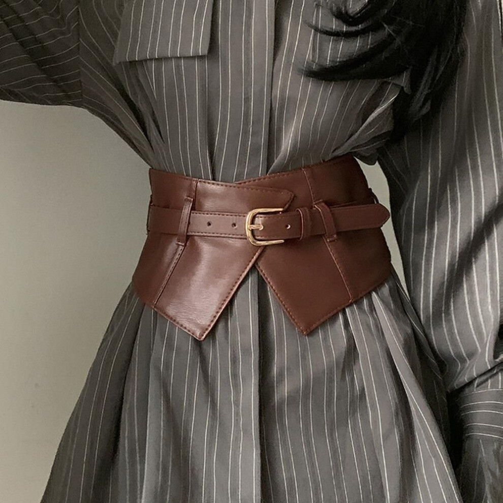 PU Leather Wide Belt Adjustable Waist Corset Punk Elastic Cummerbunds  Girl