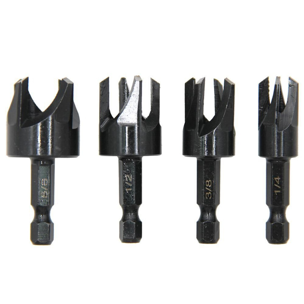 4pc British Hexagonal Handle Black Claw Type Wooden Plug Drill For Woodworking Wooden Board Hole Opener Ream Drill Bit Tool Set