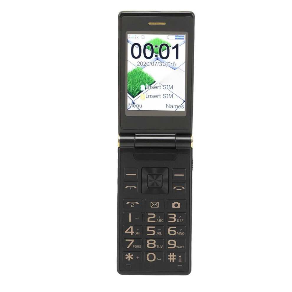 Clamshell Mobile Phone 2G Large Screen Long Standby Flip Phone 5900mAh Dual SIM Seniors Phone Gold