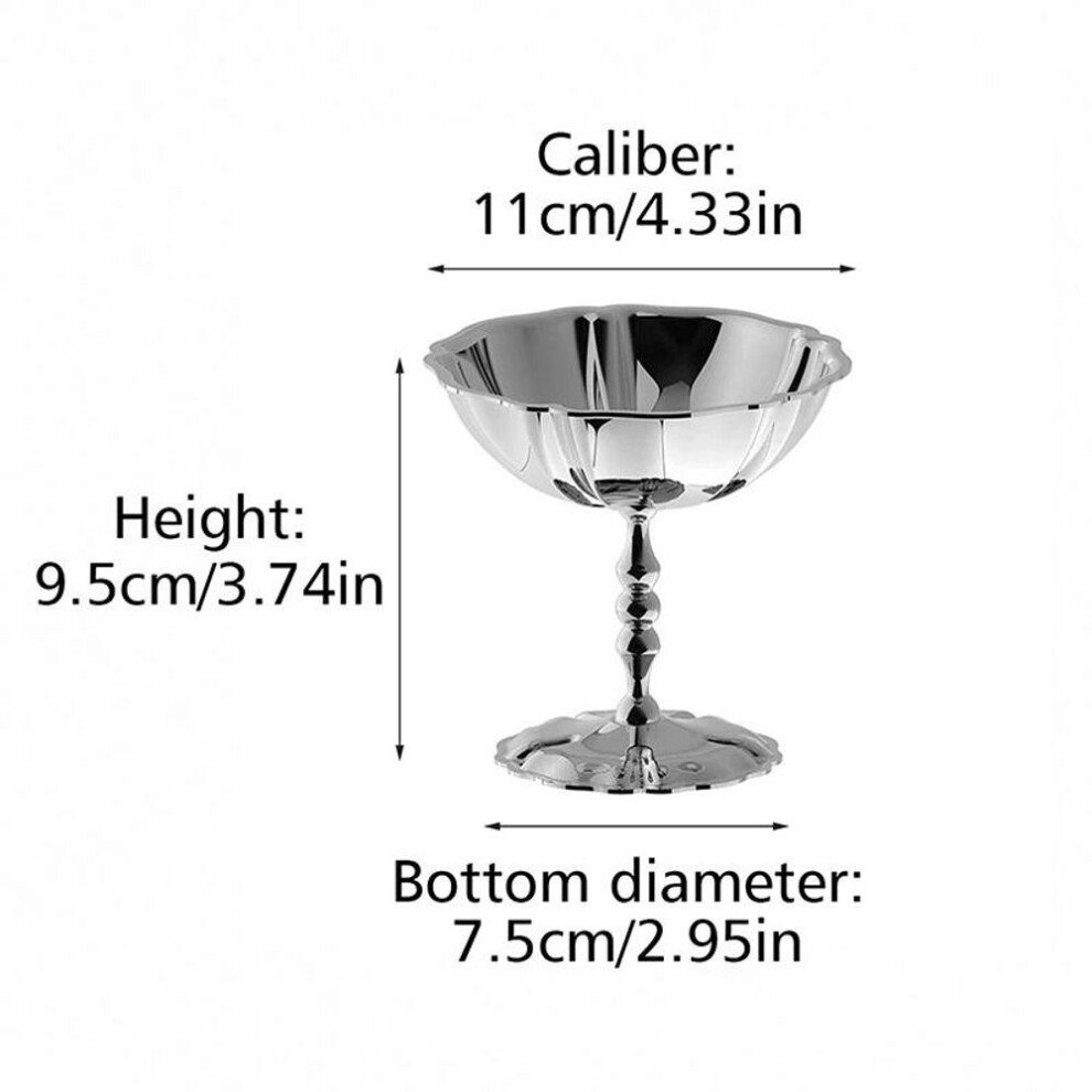 1pc Stainless Steel Ice Cream Cup Fruit Bowl Tall Milkshake Cup High Beauty Salad Bowl Decorative For Bar Party