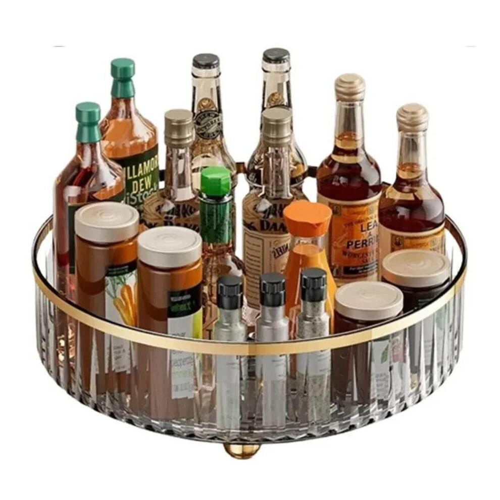 Rotating Tray Spice Rack Pantry Cabinet Turntable Base Storage Bin Kitchen Organizer For Seasoning Cosmetic Storage Box Gift