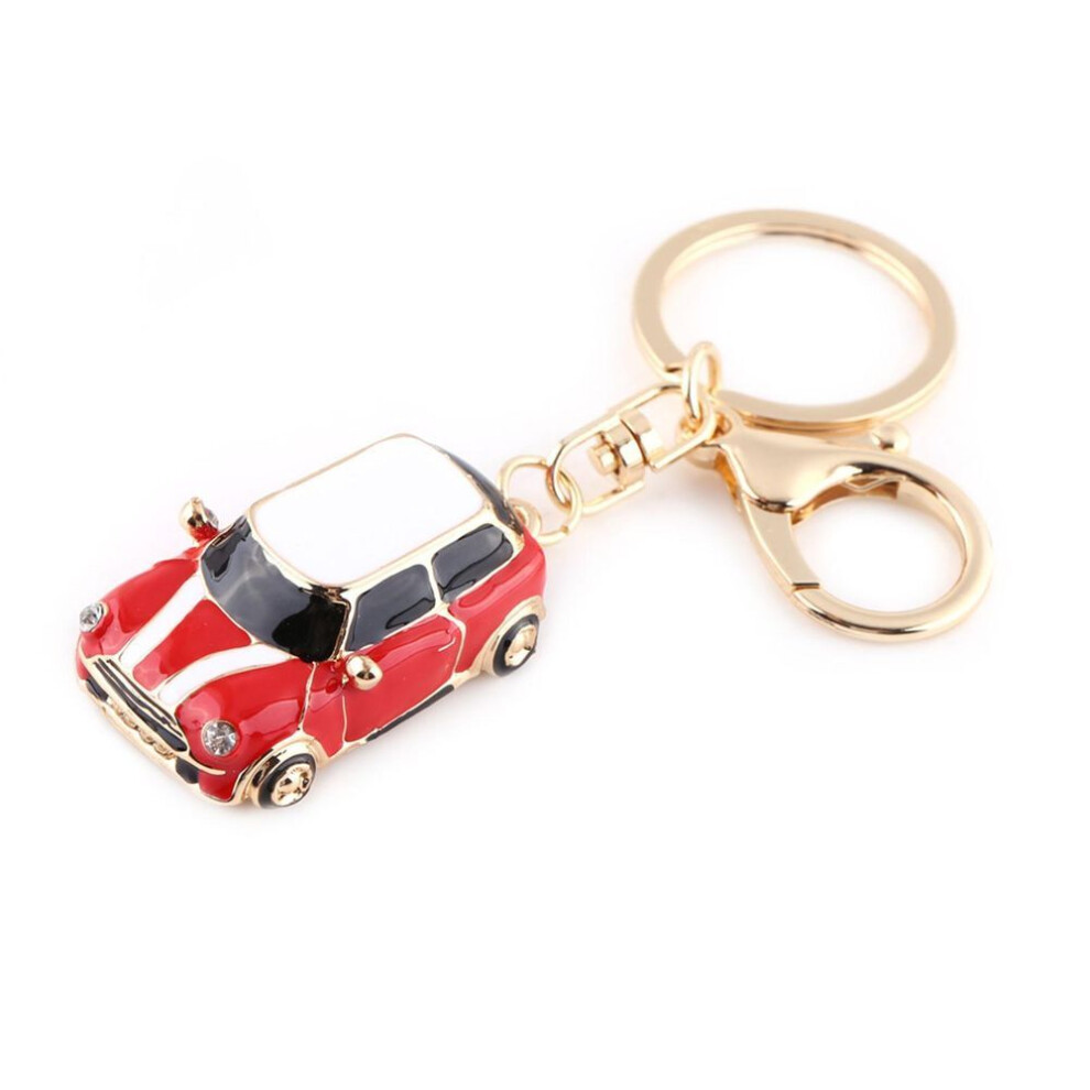Alloy Classic 3D Hollow Carved Simulation Mini Sporty Car Key Chain Bag Charm Pendant (Red)