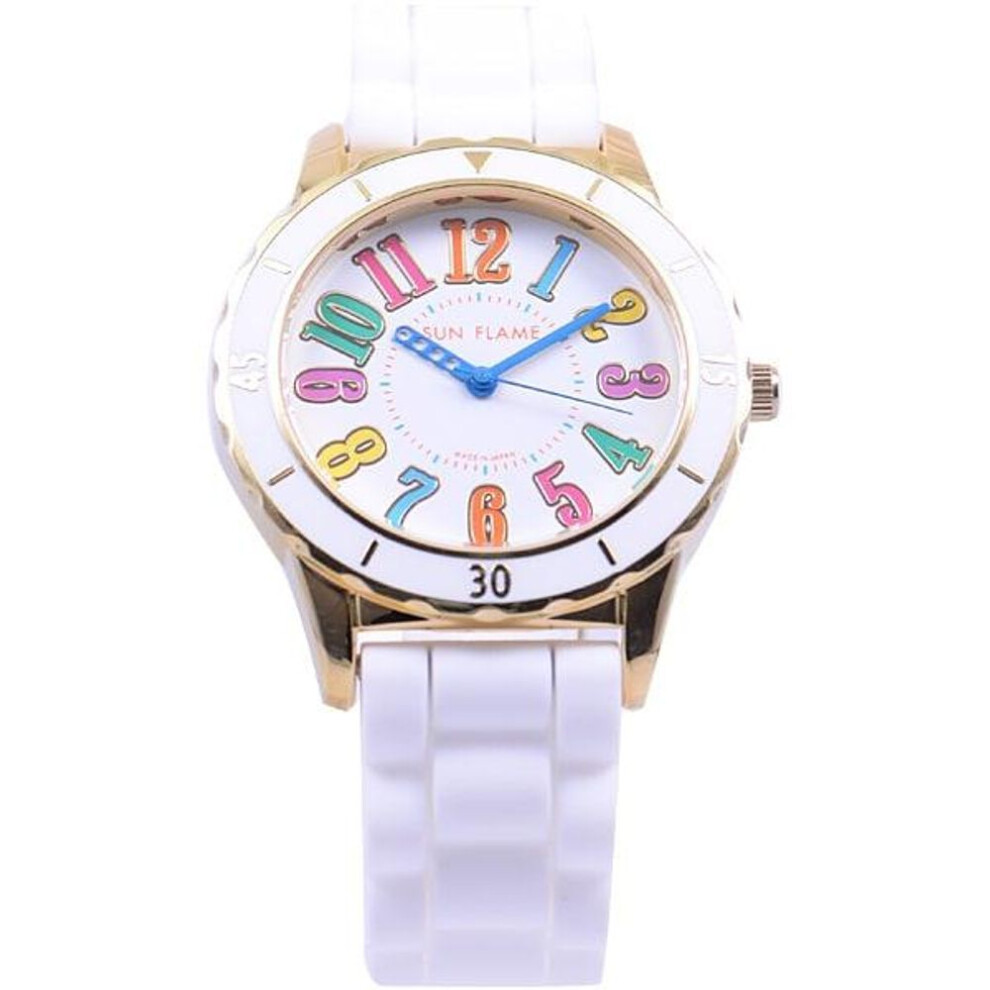 J-AXIS Men's MJG-D81-W (Quartz Women's Sun Flame) Round Watch White Alloy Analog