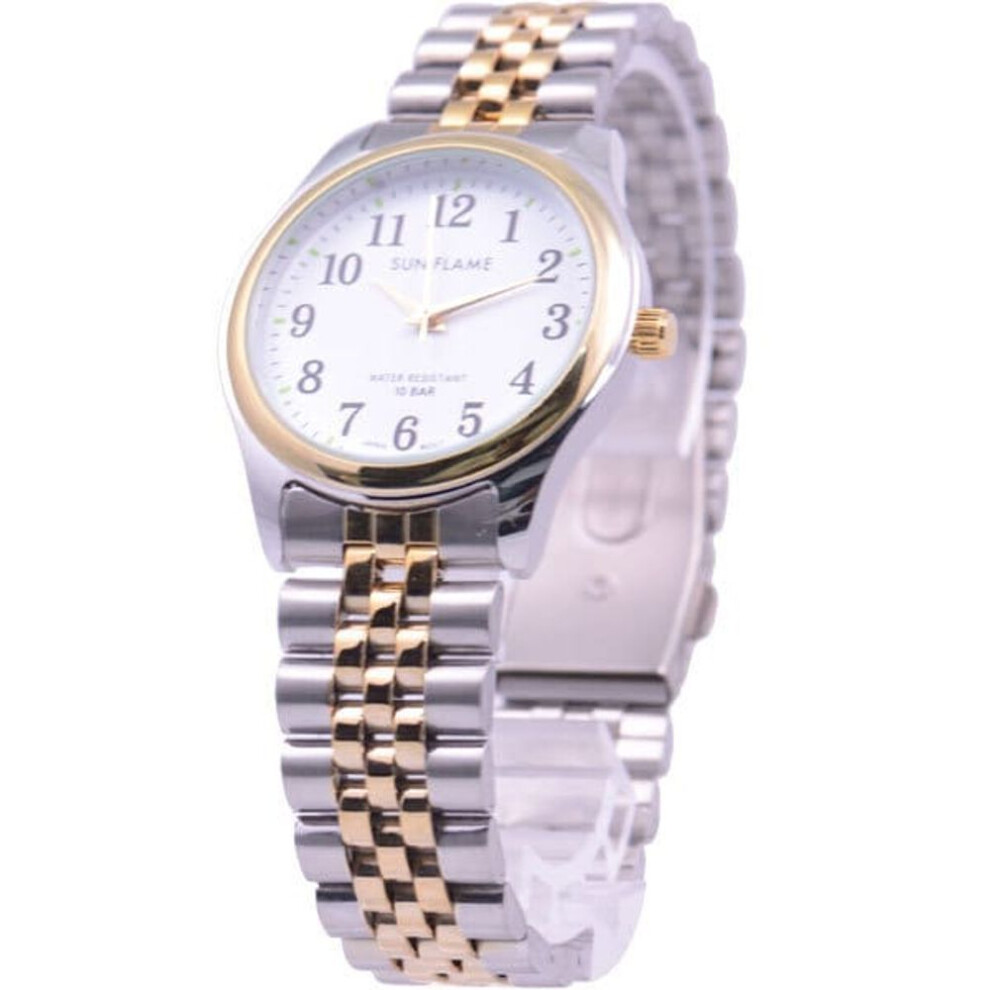 J-AXIS Men's MJG-M35-TW (Sun Flame) Round Watch Gold Brass Analog