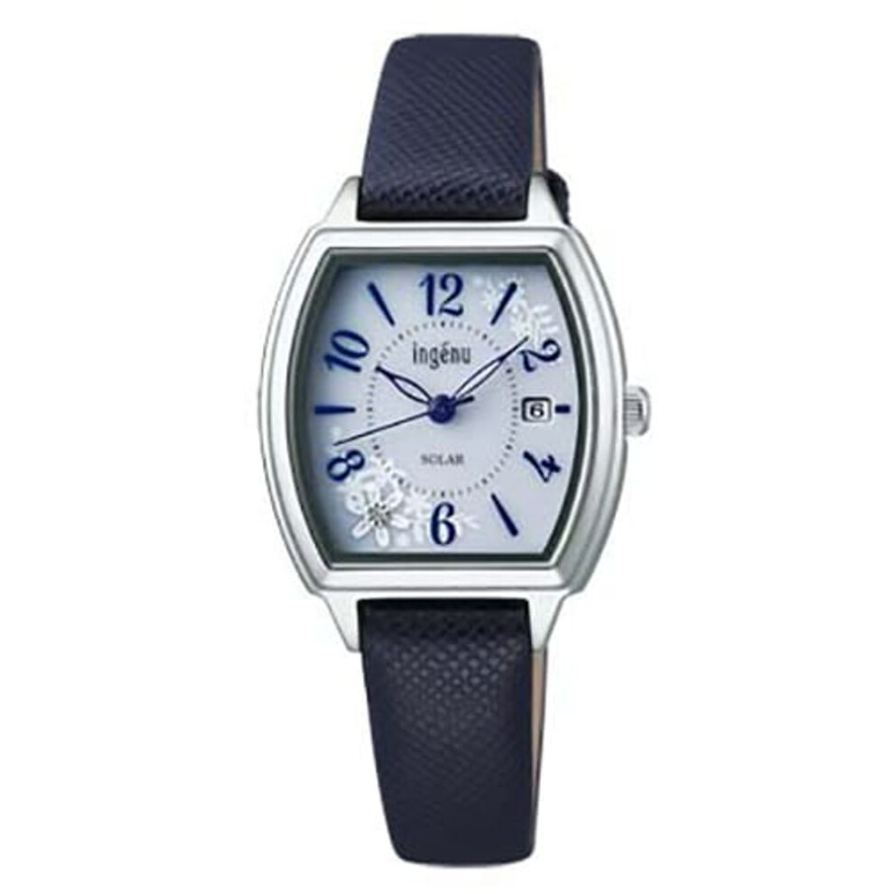 Seiko Women's Ahjd438 (ingenu Solar Leather Band Women's) Tonneau Watch Stainless Analog