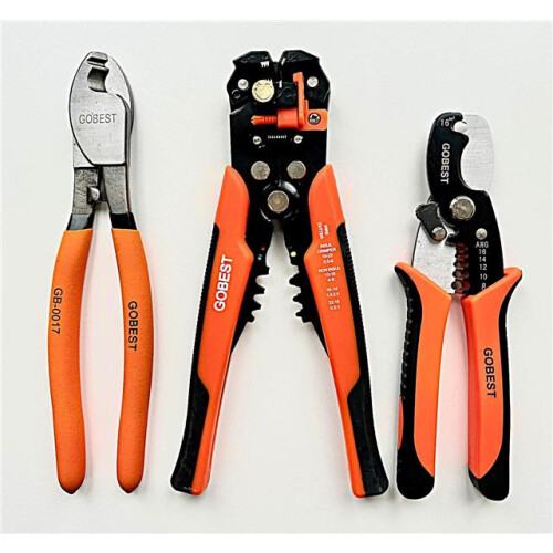 GOBEST cable cutter and automatic wire stripper set 3 pcs, soft grip, CrV steel