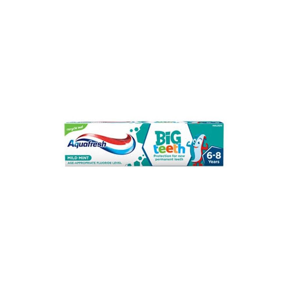 3 x Aquafresh Big Teeth Mild Mint Toothpaste 6-8 Years 50ml