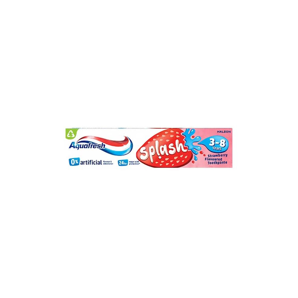 6 x Aquafresh Splash Strawberry Flavour Toothpaste 3-8 Years 50ml