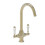 NES Home Nes Home Twin Lever Brass Kitchen Sink Mixer Mono Tap Solid Brushed Brass 3