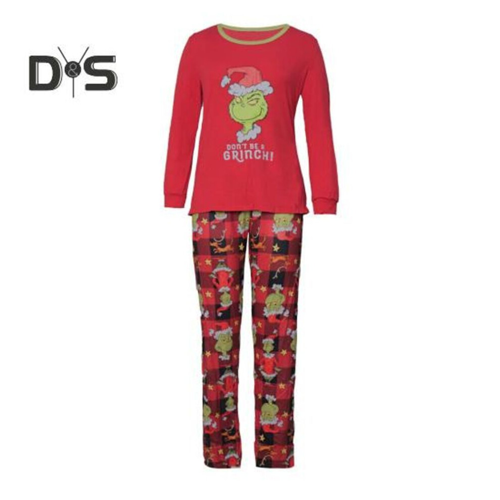(red, Womens-S) 2Pcs/Set Christmas Family Pajamas Set Matching Xmas Sleepwear Family Holiday Sleepwear Set Cartoon Design Couple Outfit