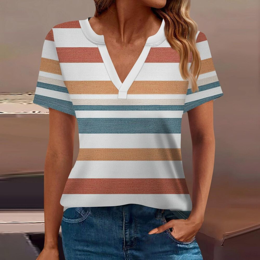 (XL, white) Women's T Shirt Tee Printed Short Sleeve Daily Weekend Fashion Basic V Neck Regular Top