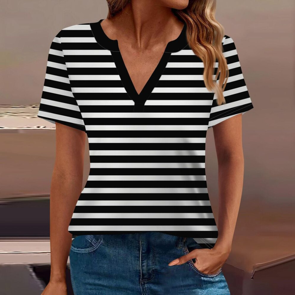 (XXXL, black) Women's T Shirt Tee Printed Short Sleeve Daily Weekend Fashion Basic V Neck Regular Top