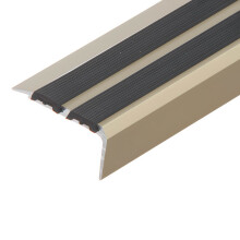 Champagne Stair Nosing 200cm Anti Slip Aluminium with Rubber Insert NR35