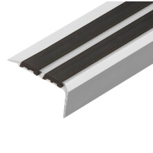 Silver Stair Nosing 200cm Anti Slip Aluminium with Rubber Insert NR35