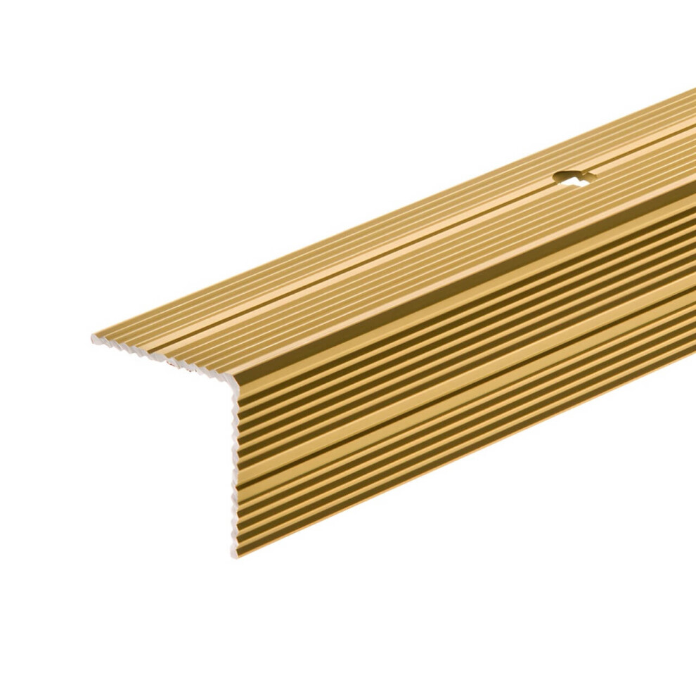 Gold Premium Stair Nosing 1000Mmx30x30mm Anodised Aluminium Ribbed Edge Trim N30s 5061067862692
