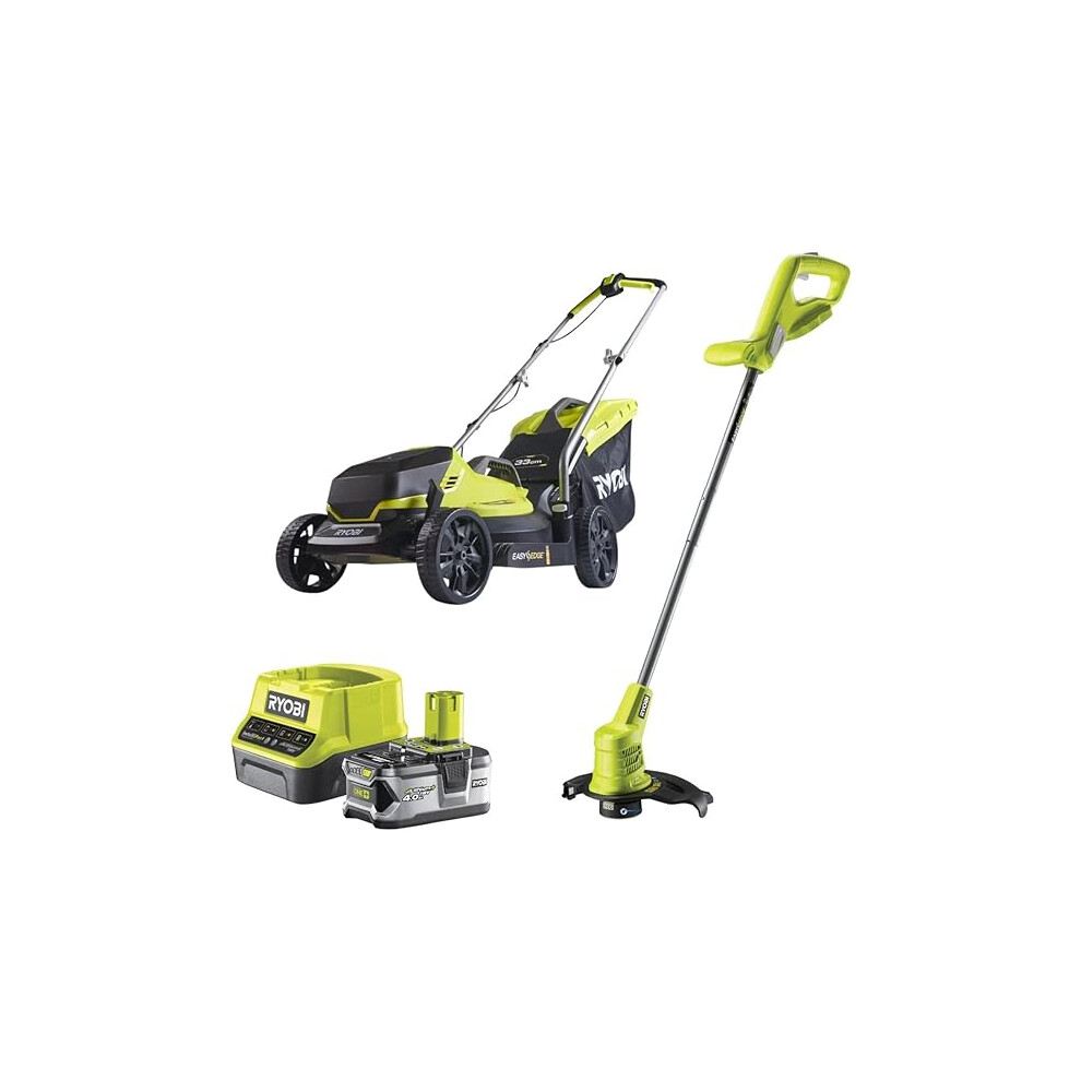 18V ONE+ Cordless Lawnmower and Grass Trimmer Twin Kit (1 x 4.0Ah)