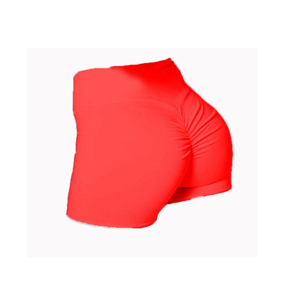 (Red,3XL)Short de yoga taille haute pour femme push-up froncé sport pantalon chaud décontracté gym entraînement