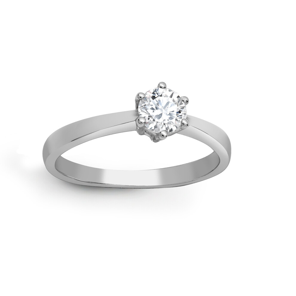 (N) Jewelco London Ladies Solid Platinum 6 Claw Set Round 0.5ct D / VS Lab Grown Diamond Solitaire Engagement Ring 6.5mm - LABPTR004-050